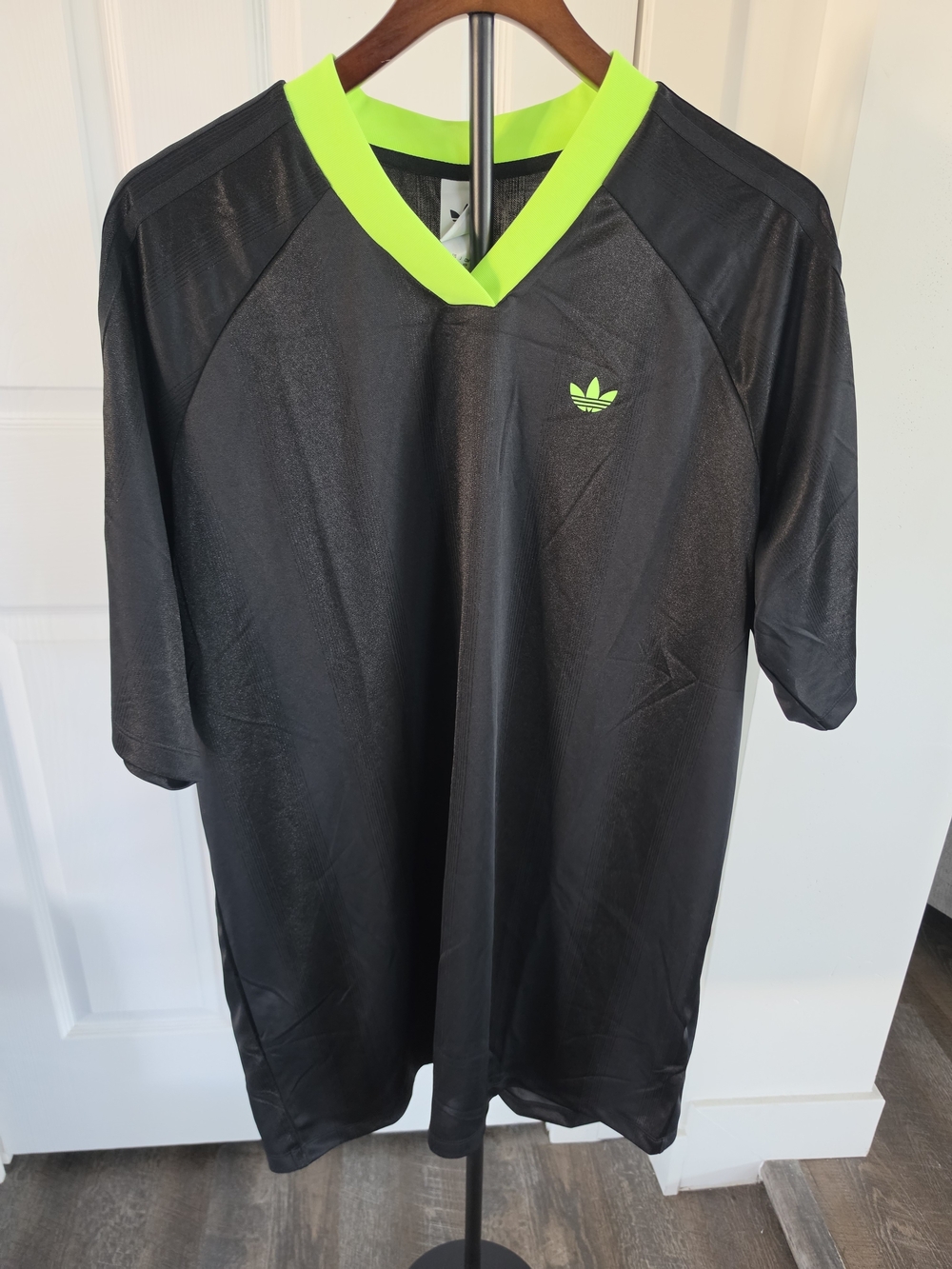 adidas Black Midi Dress with Neon Green Trim